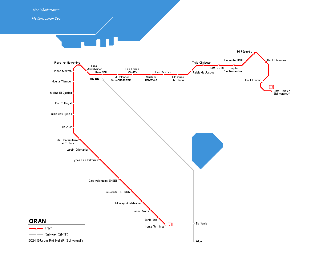 Oran tram map