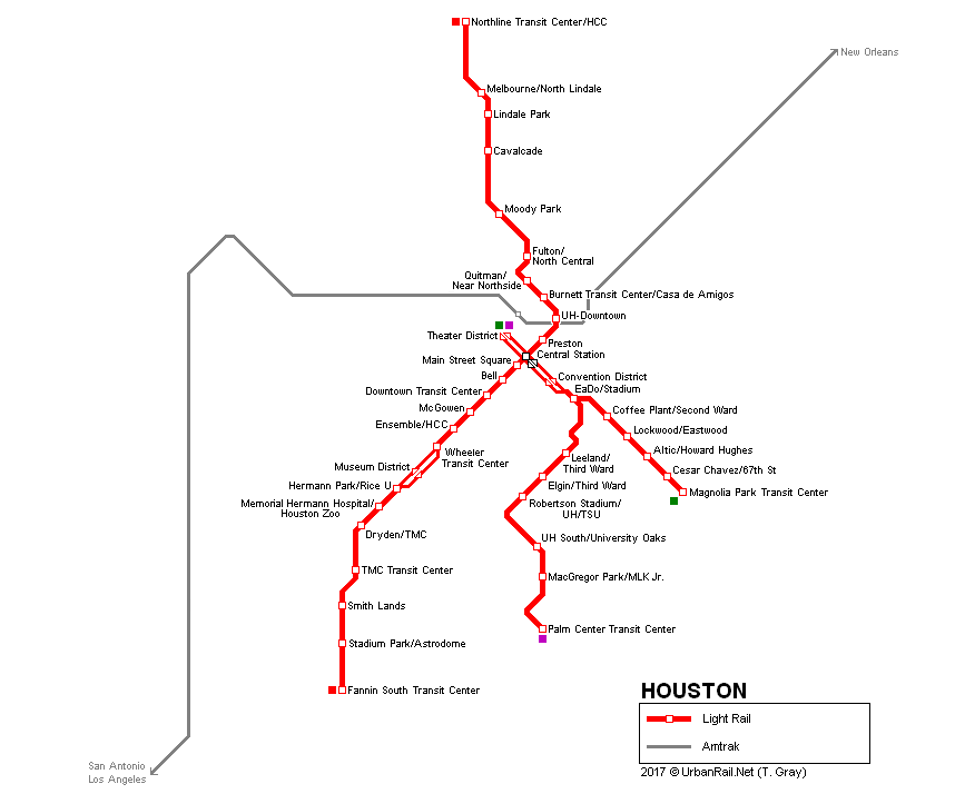 Houston light rail map © Robert Schwandl