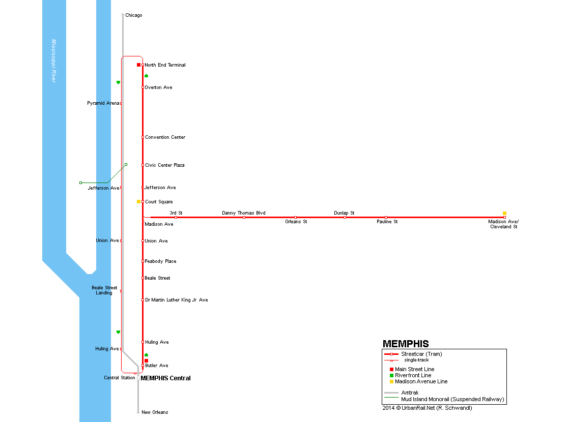 Memphis Streetcar map