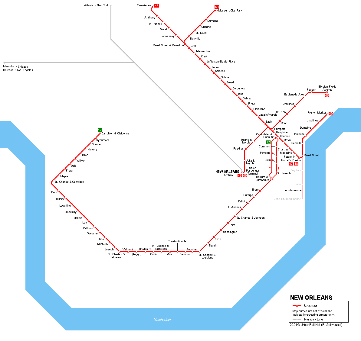 New Orleans Streetcar Map