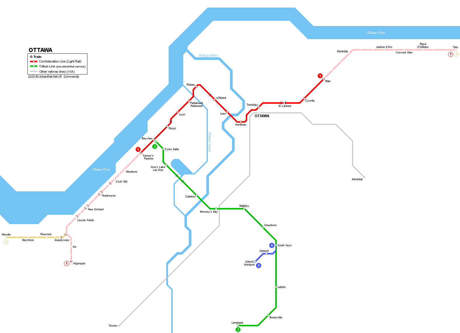 Ottawa Light Rail Map Confederation Line