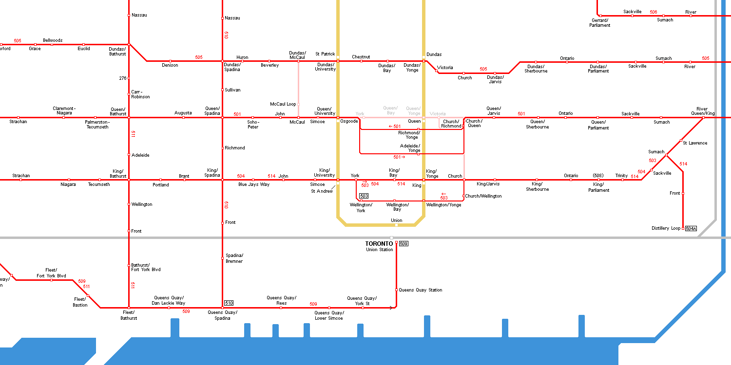 Toronto streetcar map - click to expand!