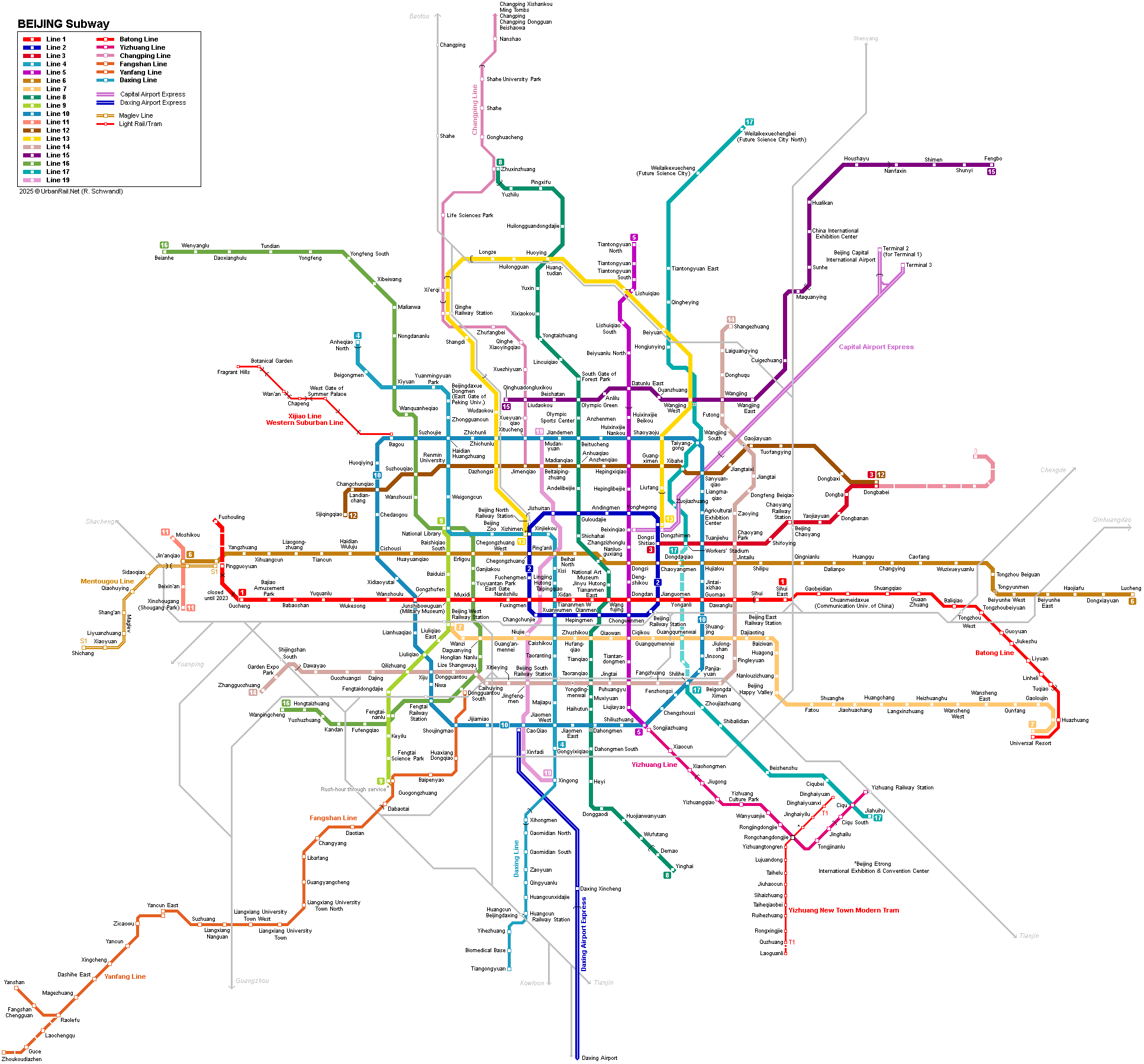 Beijing Subway Map © UrbanRail.Net