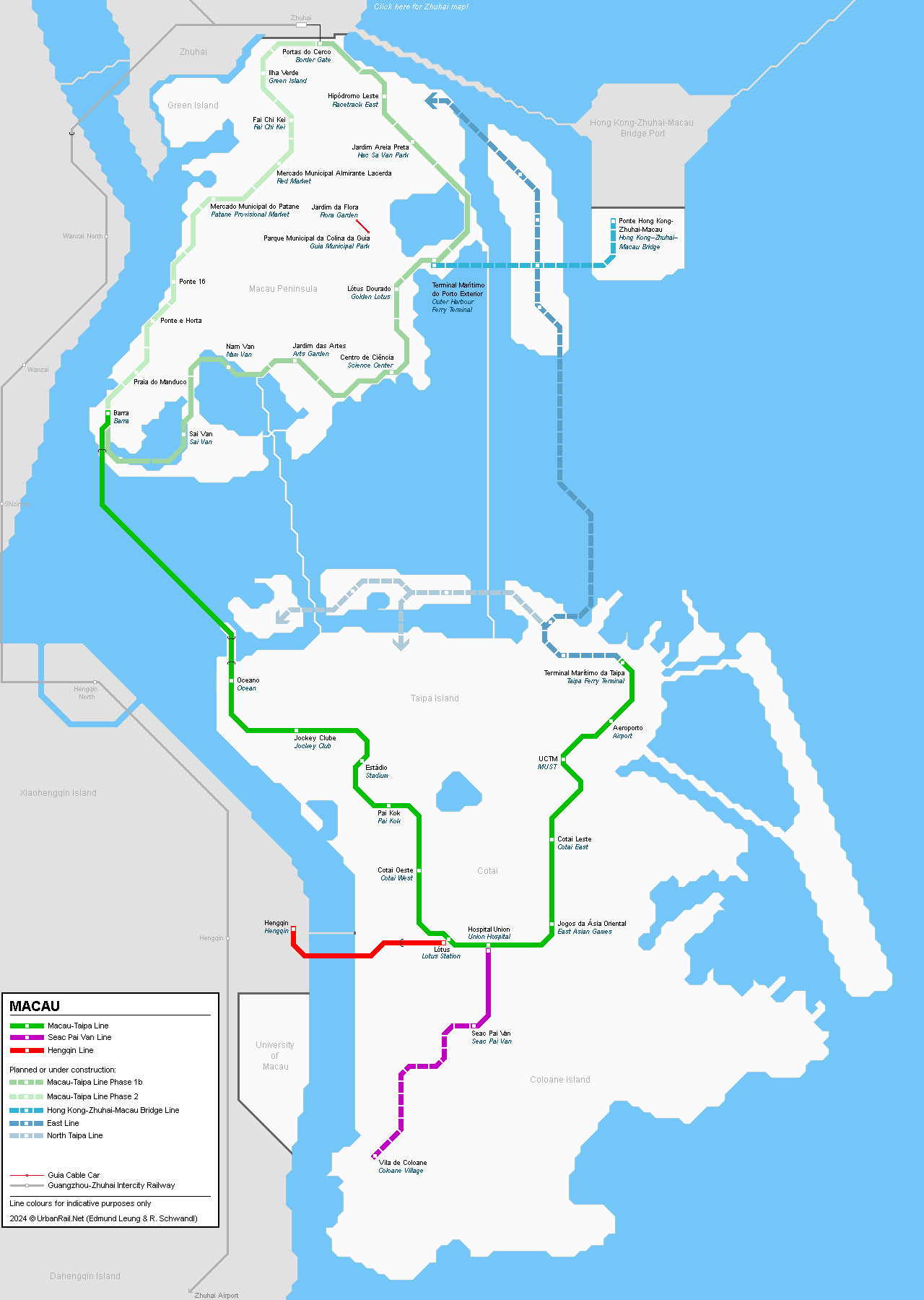 Macau light rail metro map