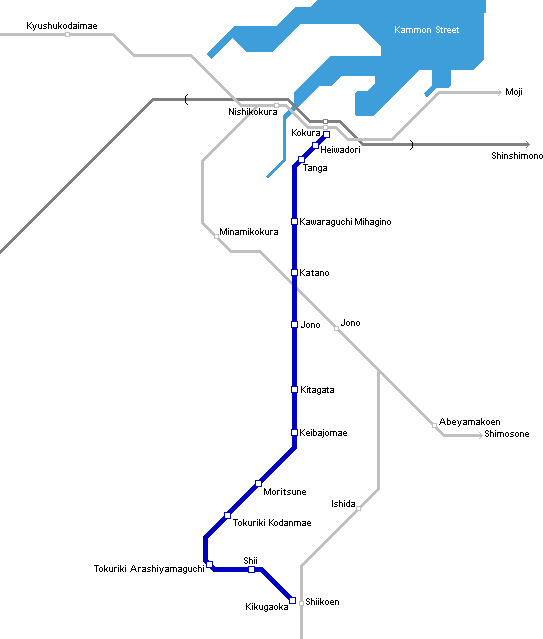 Kitakyushu Monorail and Tram Map