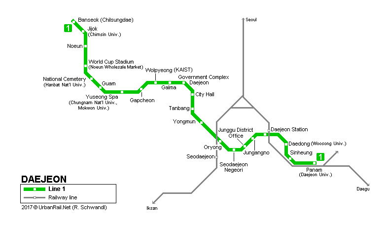 Daejeon Subway Map 2007 © UrbanRail.Net