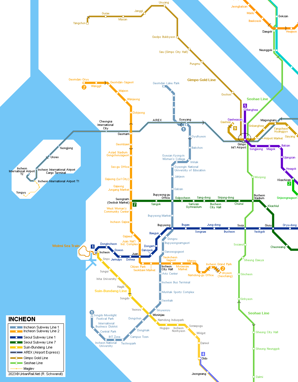 Incheon Subway Map © UrbanRail.Net