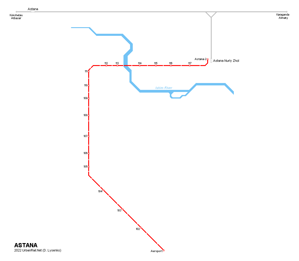 Nur-Sultan light rail map