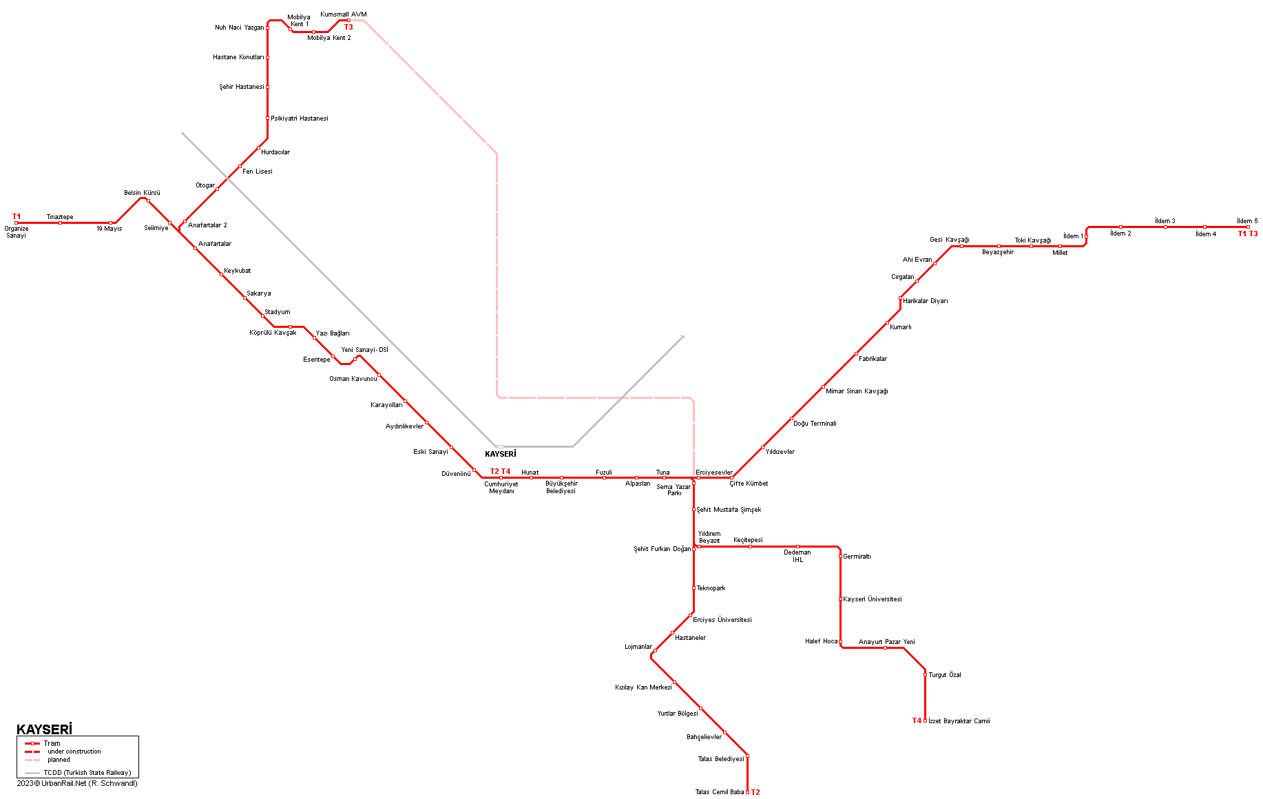 Kayseri Tram Map