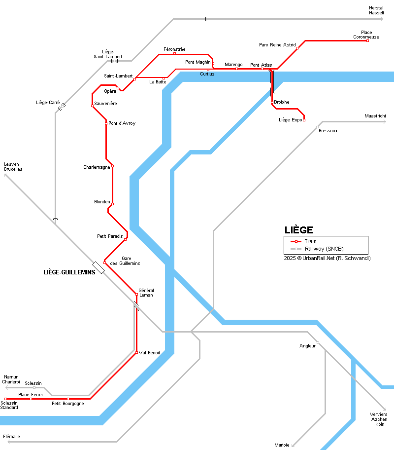 Liège tram map