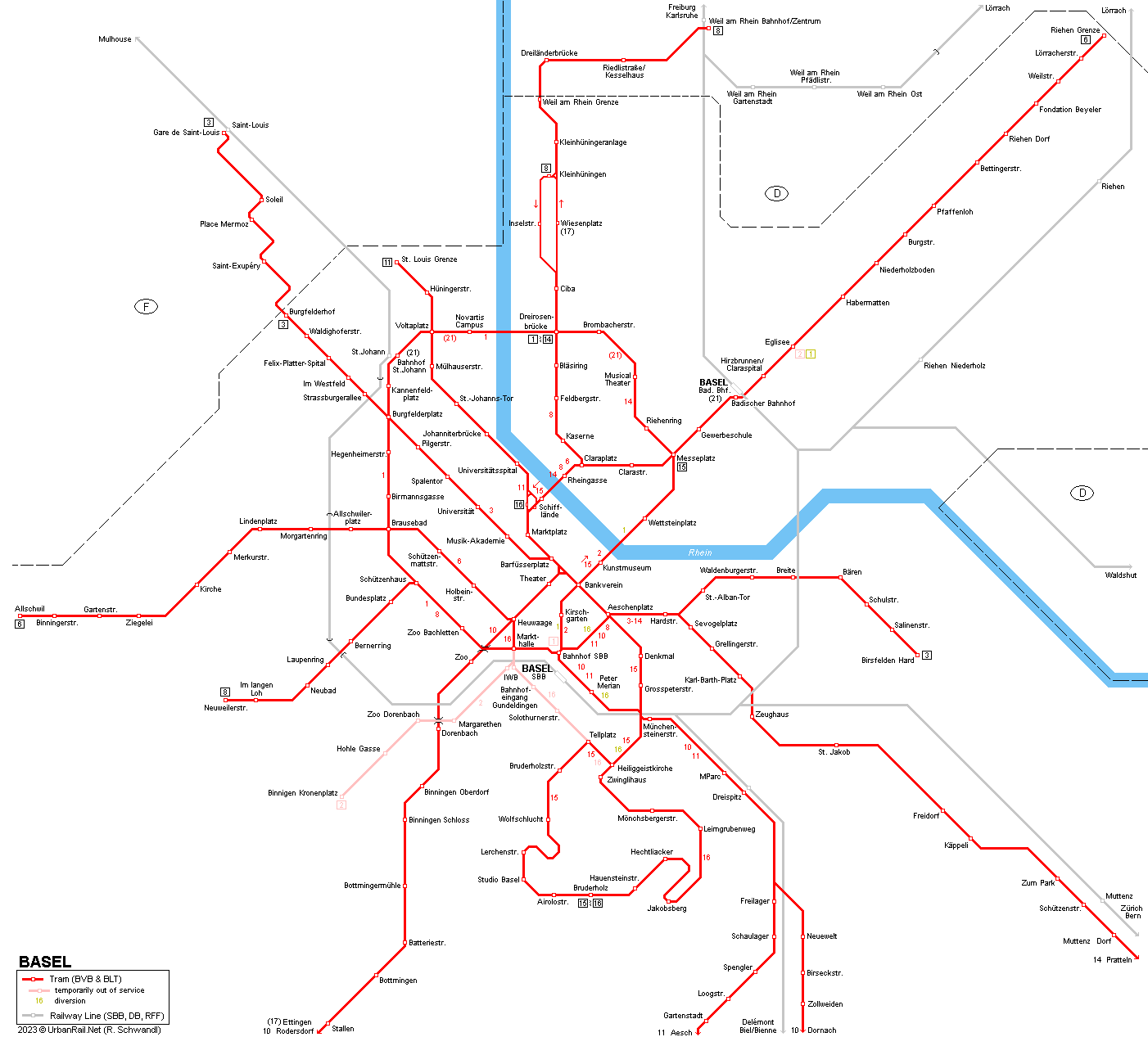 Basel Tram Network © R. Schwandl