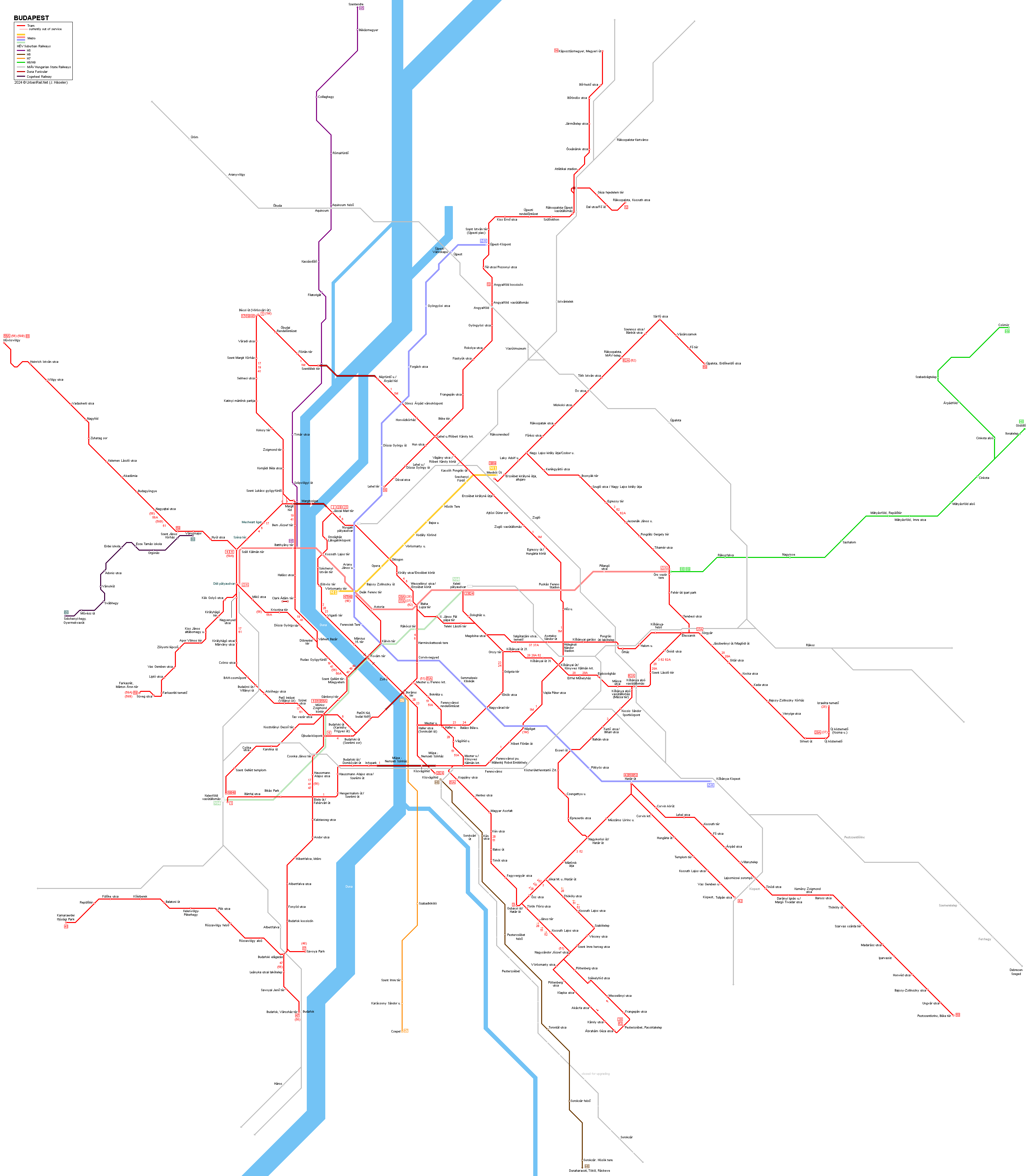 Budapest tram map