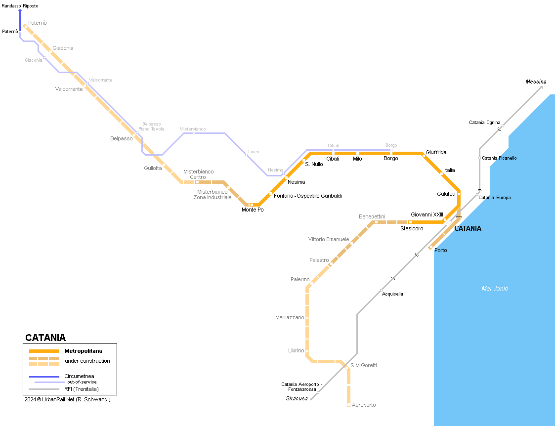 Catania Metropolitana Map