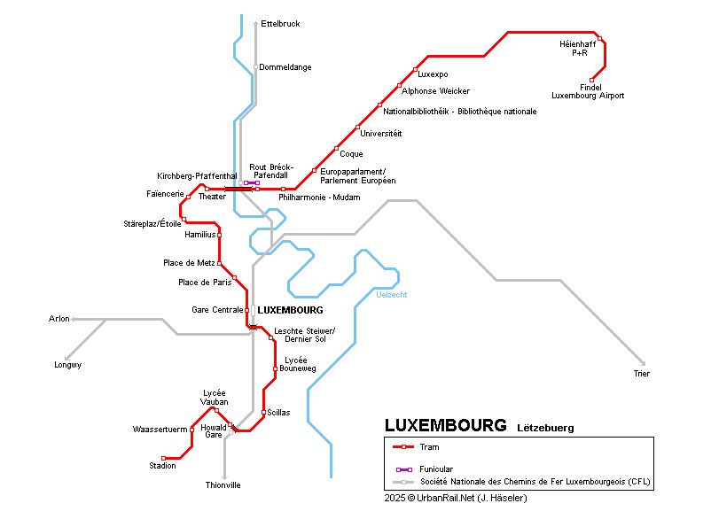 Luxembourg tram map