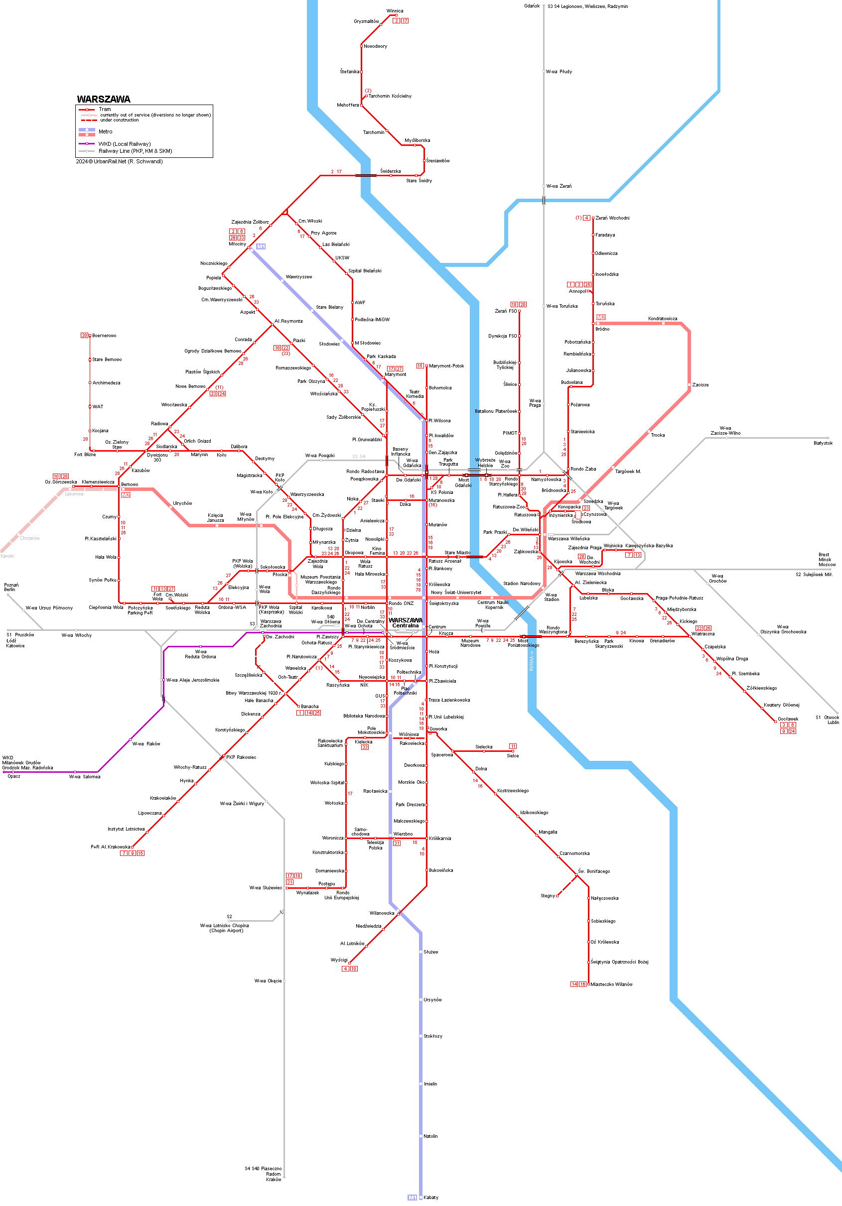 Warsaw Tram Map