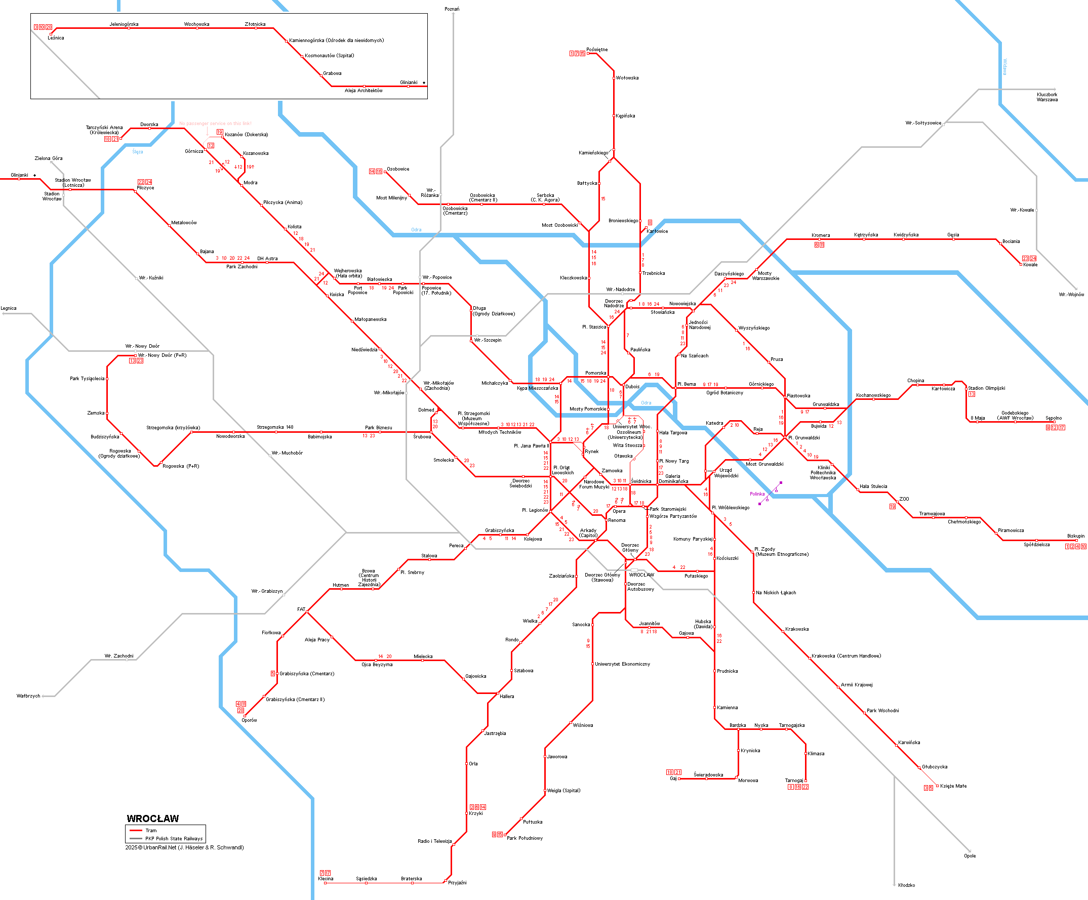 Wroclaw Tram Network Map