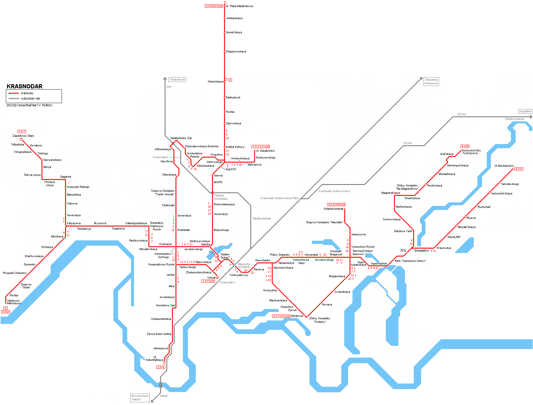 Krasnodar tram map