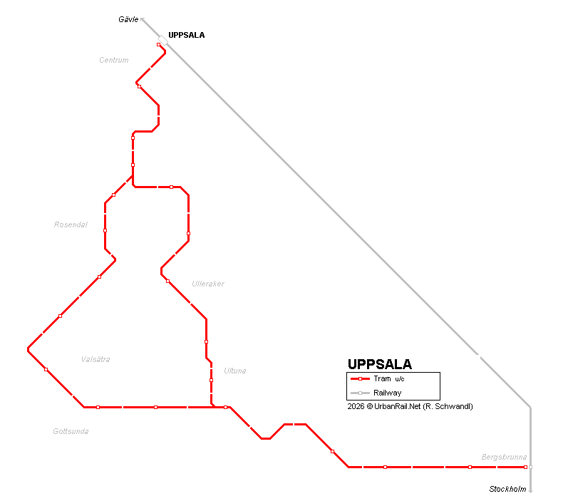 Uppsala tram map